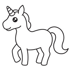 Obraz premium Outline drawing cute unicorn animal black and intended for coloring pages