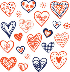 set of hand - drawn doodle hearts