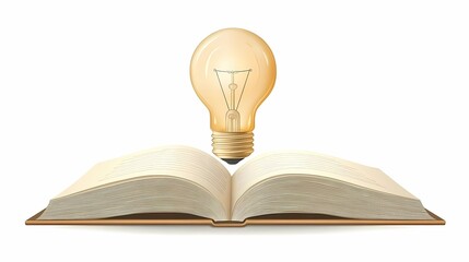 Classic glass incandescent bulb with visible filament, radiating soft light, representing creative energy, style book illustration