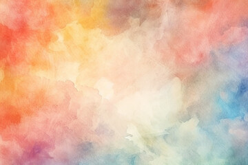 A vibrant and colorful abstract watercolor painting with blended hues of blue pink orange and yellow Watercolor Mountain Landscape