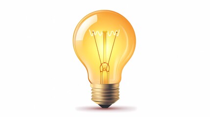 Classic glass incandescent bulb with visible filament, radiating soft light, representing creative energy, style book illustration