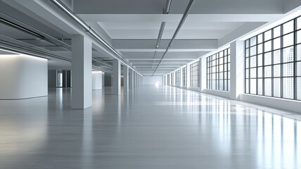 Fototapeta premium Empty modern office space, sunlight, city view