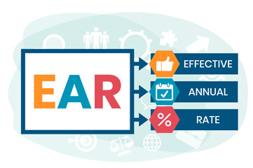 EAR - effective annual rate. acronym business concept. vector illustration concept with keywords and icons. lettering illustration with icons for web banner, flyer, landing page