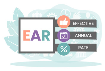 EAR - effective annual rate. acronym business concept. vector illustration concept with keywords and icons. lettering illustration with icons for web banner, flyer, landing page