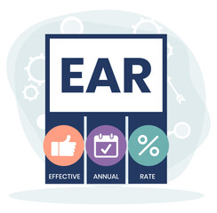 EAR - effective annual rate. acronym business concept. vector illustration concept with keywords and icons. lettering illustration with icons for web banner, flyer, landing page