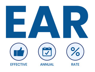 EAR - effective annual rate. acronym business concept. vector illustration concept with keywords and icons. lettering illustration with icons for web banner, flyer, landing page