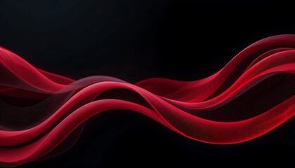 Sleek Abstract Waves with Black and Red Gradient Tones and Soft Transitions Generative AI