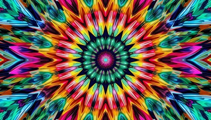 Symmetrical Radial Abstract Design with Bold Contrasting Colors and Dynamic Motion Generative AI