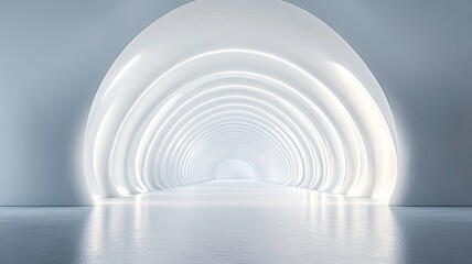 Obraz premium Futuristic white archway tunnel interior
