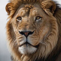 Fototapeta premium A lion with a majestic pose, white background.