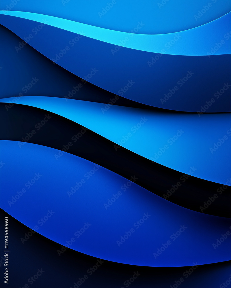 Poster abstract waves in blue tones creating a modern background with fluid shapes and smooth curves for ar