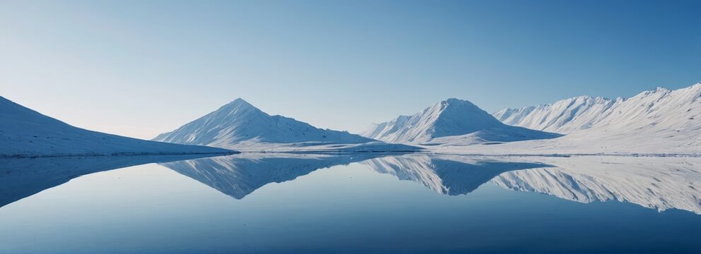 mountains reflected in a lake with a clear sky - Powered by Adobe