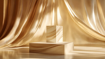 Obraz premium Smooth golden fabric with light reflecting off its surface.
