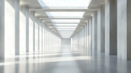 Fototapeta premium Sunlit Concrete Corridor Interior Design (4)