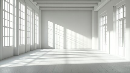Fototapeta premium Sunlit Empty Loft Space, Interior Design