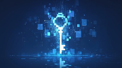 Naklejka premium Glowing digital key, abstract technology concept.