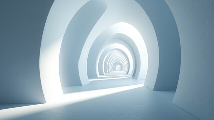 Obraz premium Light streams through arched hallway