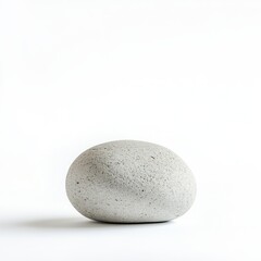 Smooth grey stone, white background, minimalism, zen