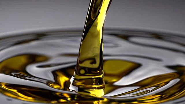 Pouring olive oil closeup view