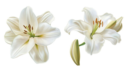 Lilium flower elegant and blooming isolated on transparent  background 