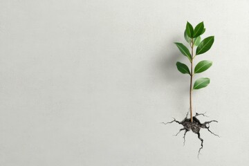 Small plant growing through crack in concrete wall