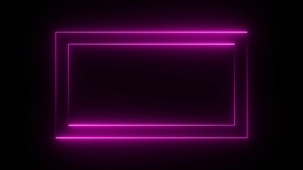 Neon lamp light rectangle border. Abstract neon sign rectangle icon illustration on black background.