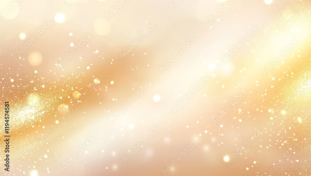 Poster abstract gold bokeh background with glittering particles and soft light.