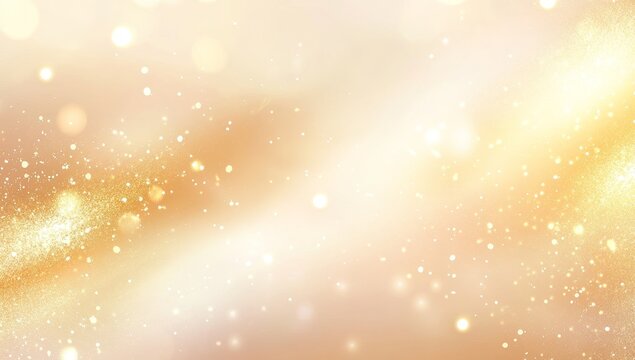 Abstract gold bokeh background with glittering particles and soft light.