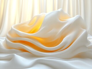 Fototapeta premium Abstract cream fabric folds with light.