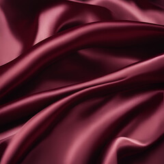Fototapeta premium Elegant burgundy satin fabric with soft, flowing folds and a lustrous glossy finish, perfect for luxury fashion, home decor, or sophisticated artistic designs.