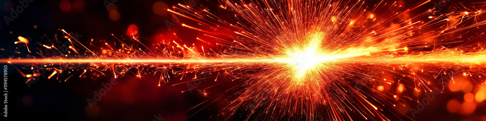 Poster spark explosion bright light creating dynamic effect in the dark background