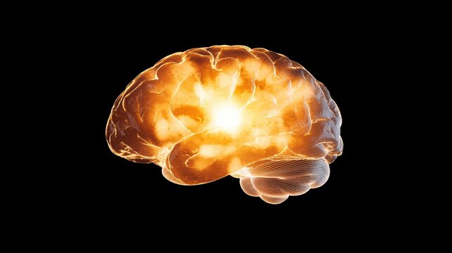 Explosive concept of a brain with light emanating, symbolizing creativity and intelligence.