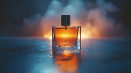 Elegant perfume bottle with glowing background: captivating luxury aroma concept