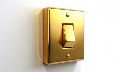 Elegant Gold Light Switch on White Background - Stock Photo
