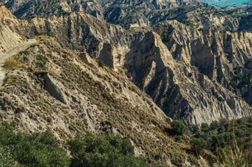 badlands sceneries inside the badlands national park, Matera province, italy