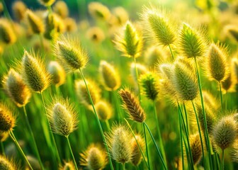 Obraz premium Lush Green Dropseed Grass Meadow, Vibrant Summer Field, Wild Grass Texture