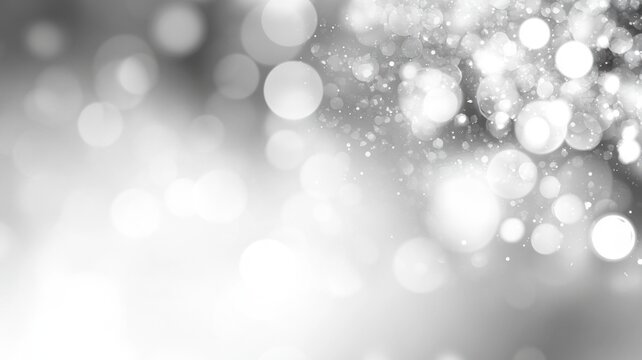 Abstract Gray and White Bokeh Background with Glimmering Lights