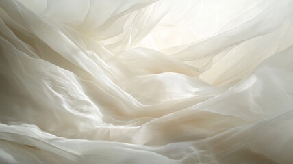 Fototapeta premium Elegant Draped Cream Fabric Texture Background