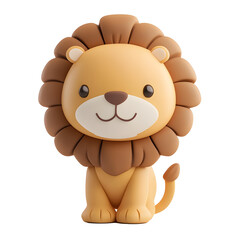 Obraz premium Cute 3D cartoon style of Lion isolated on transparent background