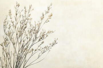 Fototapeta premium Dried Wildflowers on Beige Textured Background