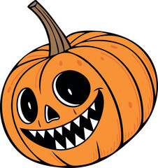  Spooky Smiling Jack-O'-Lantern - Halloween Vector Illustration