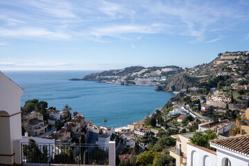 Obraz premium A landscape sea coast with houses.