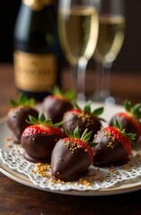 chocolate covered strawberries with champagne