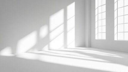 Obraz premium Sunlit Minimalist Room with White Walls and Large Window