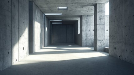 Sunlit Concrete Corridor Interior Design (3)