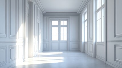 Obraz premium Sunlit, elegant hallway interior design