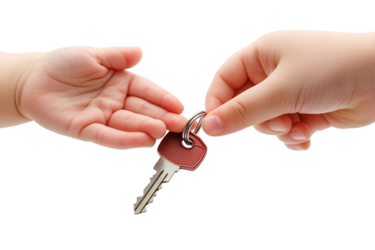 Hands exchanging a key symbolizing trust and connection.