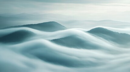Misty Mountain Landscape: Serene and Peaceful Atmosphere