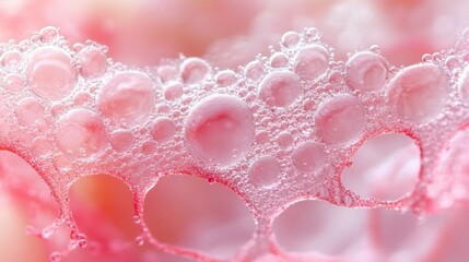 Delicate Macro View of Pink Soap Bubbles with Varying Sizes Creating an Abstract Background in Soft Focus for Artistic and Textural Effects