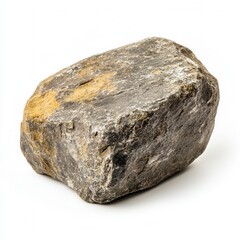 Fototapeta premium Grey rock isolated, studio shot, white background, geology